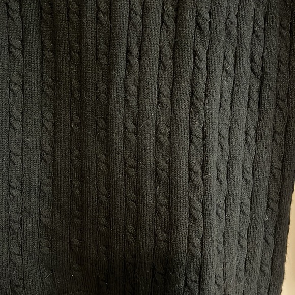 Black Talbots cable knit sweater with button detail at left shoulder. L. Worn 3x - Picture 2 of 5